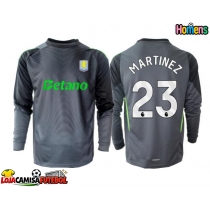Camisa de Futebol Aston Villa Emiliano Martinez #23 Goleiro Equipamento Principal 2025-26 Manga Comprida